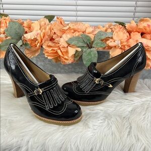Daniblack Colgate in Black Patent Crinkle NIB